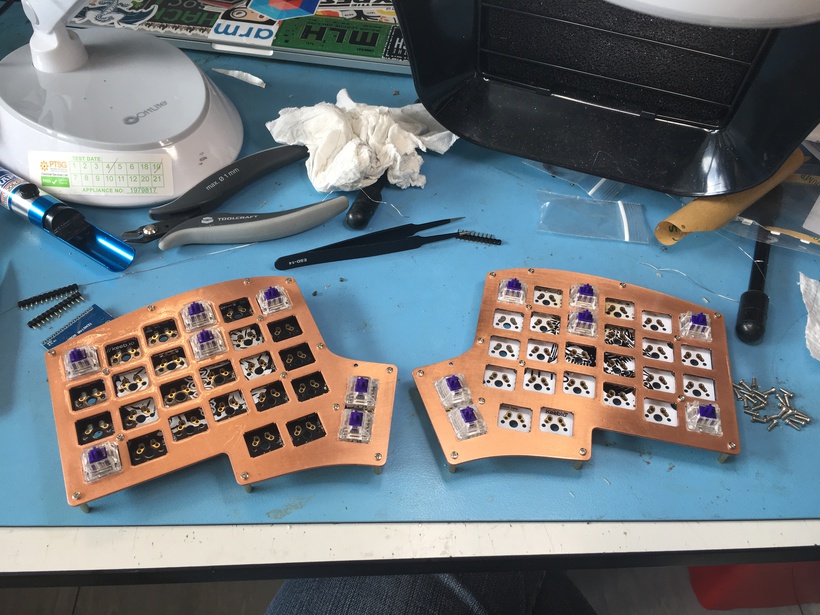 Soldering on the rest of the switches